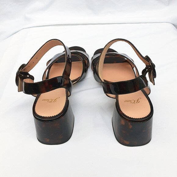 J. CREW Penny Tortoise Patent Leather Ankle Strap Buckle Sandal | Size 10.5 - Picture 9 of 13